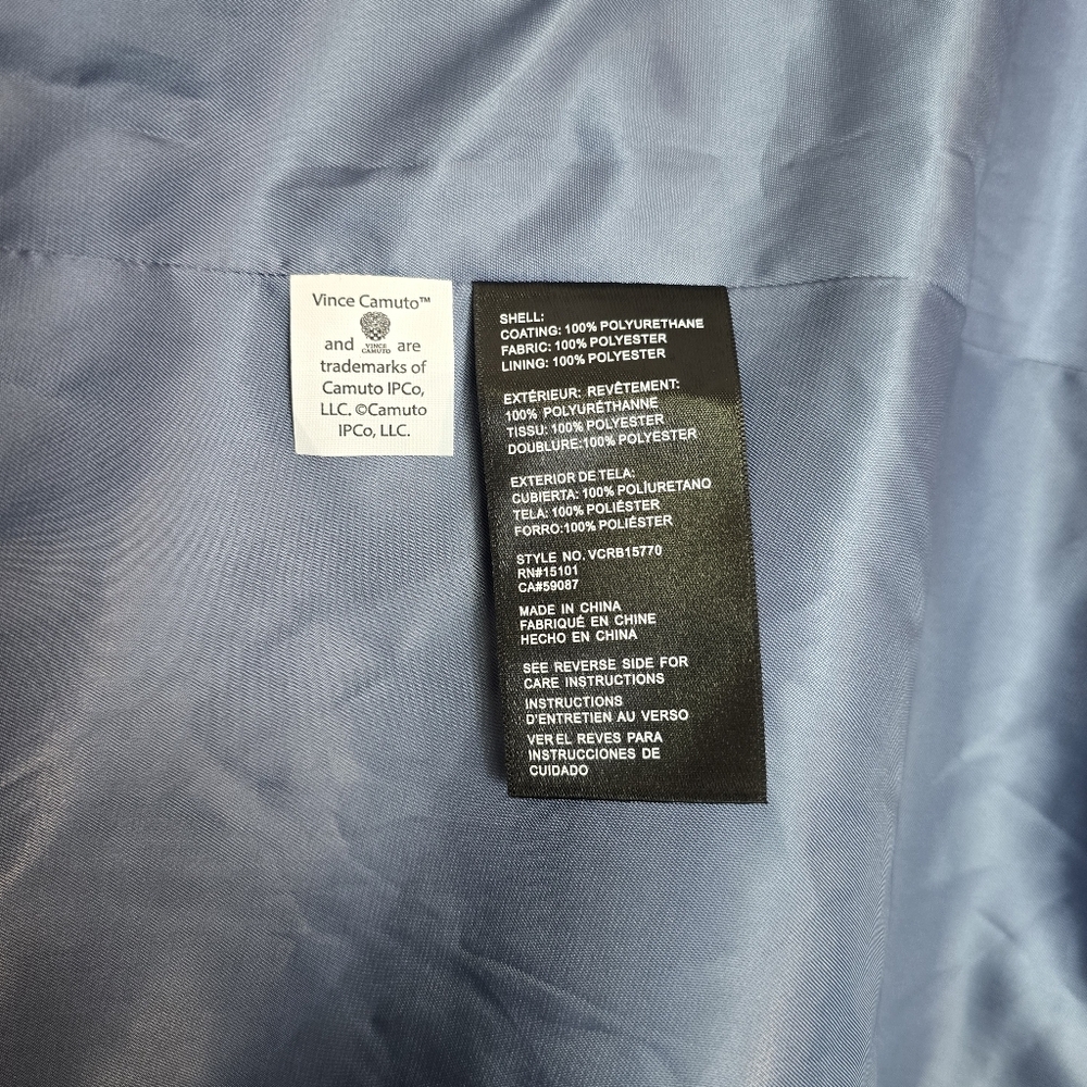 Vince Camuto Blue Hooded Rain Jacket Drawstring Waist Water Resistant XS - Picture 14 of 16